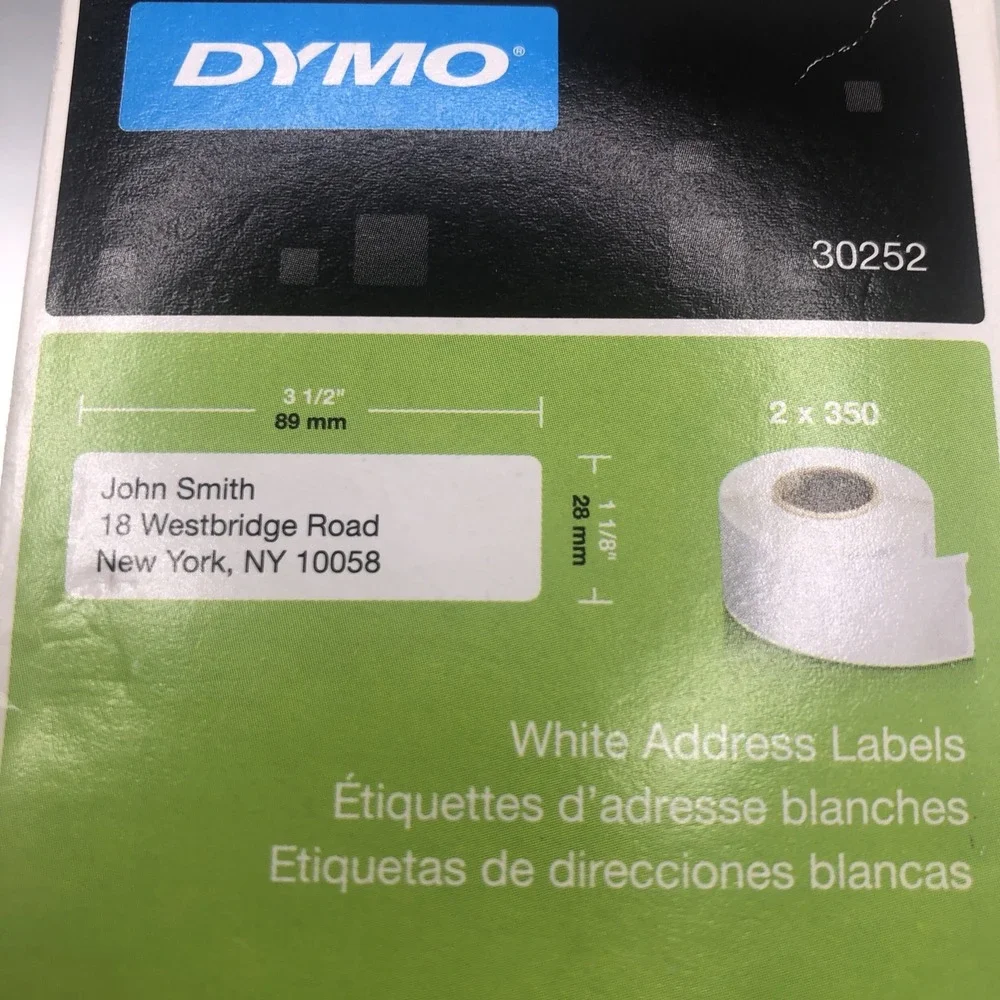 Dymo Labels: Barcode Labels 1738595 Address Labels 30252 Folder Labels 30327